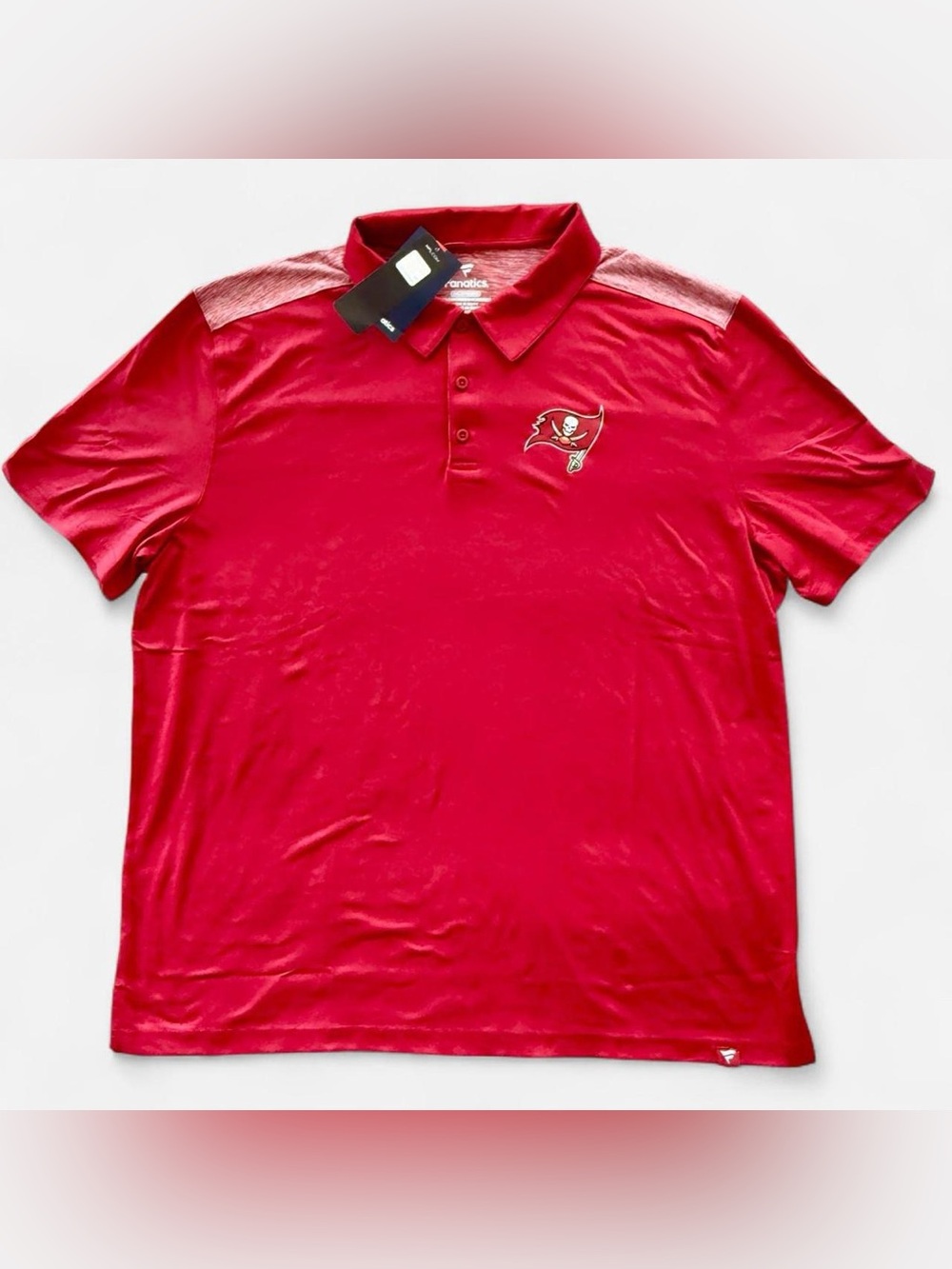 NWT Fanatics Mens Tampa Bay Buccaneers Polo Shirt Red 2XL XXL Short Sleeve NFL